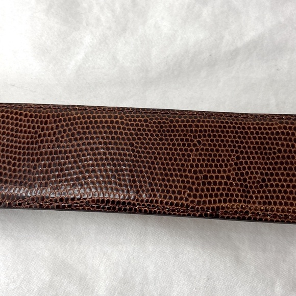 Joan & David Leather Embossed Lizard Wide Belt - Picture 3 of 8